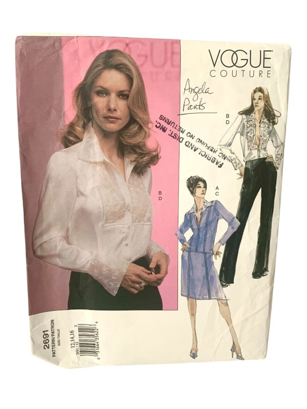 Vogue 2691 Pattern Misses' Jacket Blouse Pants Skirt Size 12 14 16 Uncut